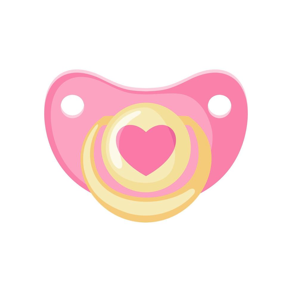 Pink baby pacifier icon in flat style isolated on white background. Vector illustration.