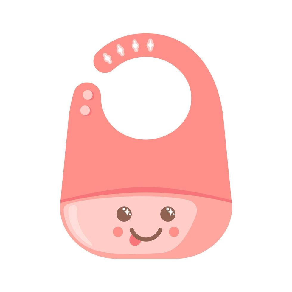 babero de silicona o plástico kawaii con un icono de bolsillo en estilo plano aislado sobre fondo blanco. ilustración vectorial vector