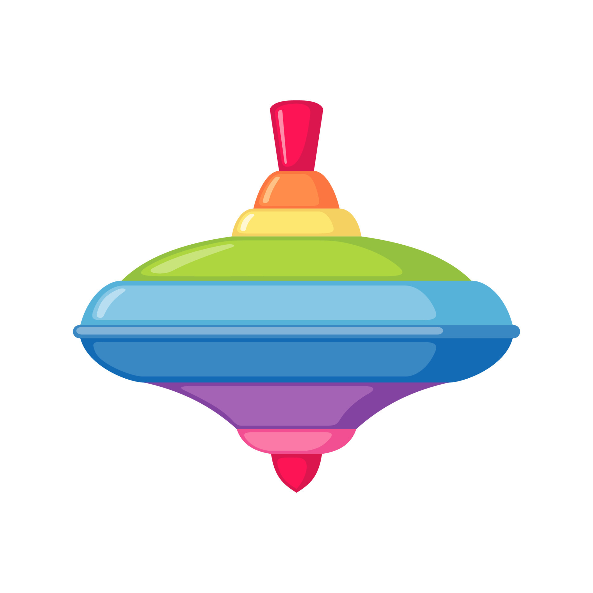 Spinning top or Whirligig baby toy icon in flat style isolated on white