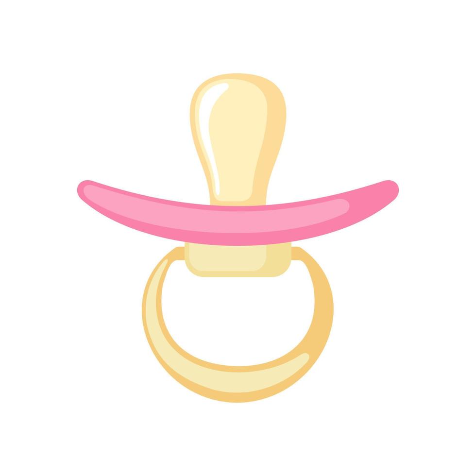 Pink baby pacifier icon in flat style isolated on white background. Vector illustration.