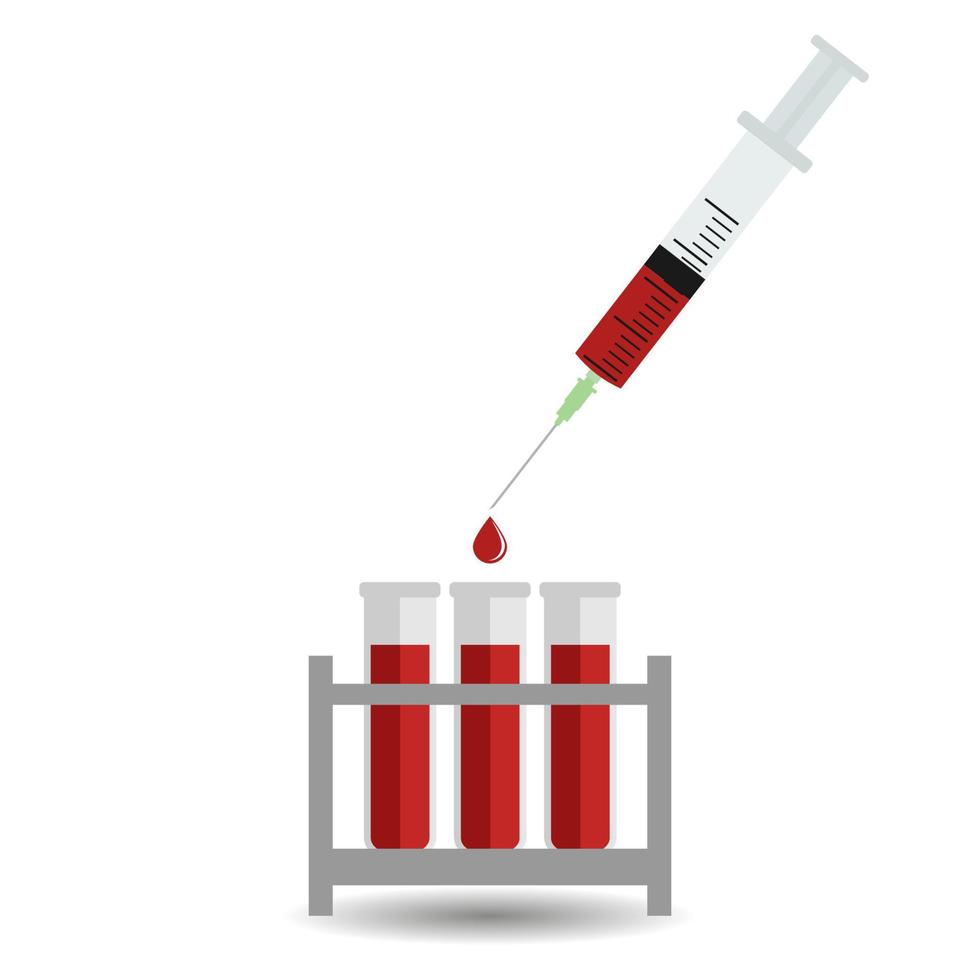 soporte de tubo de ensayo y jeringa con sangre vector