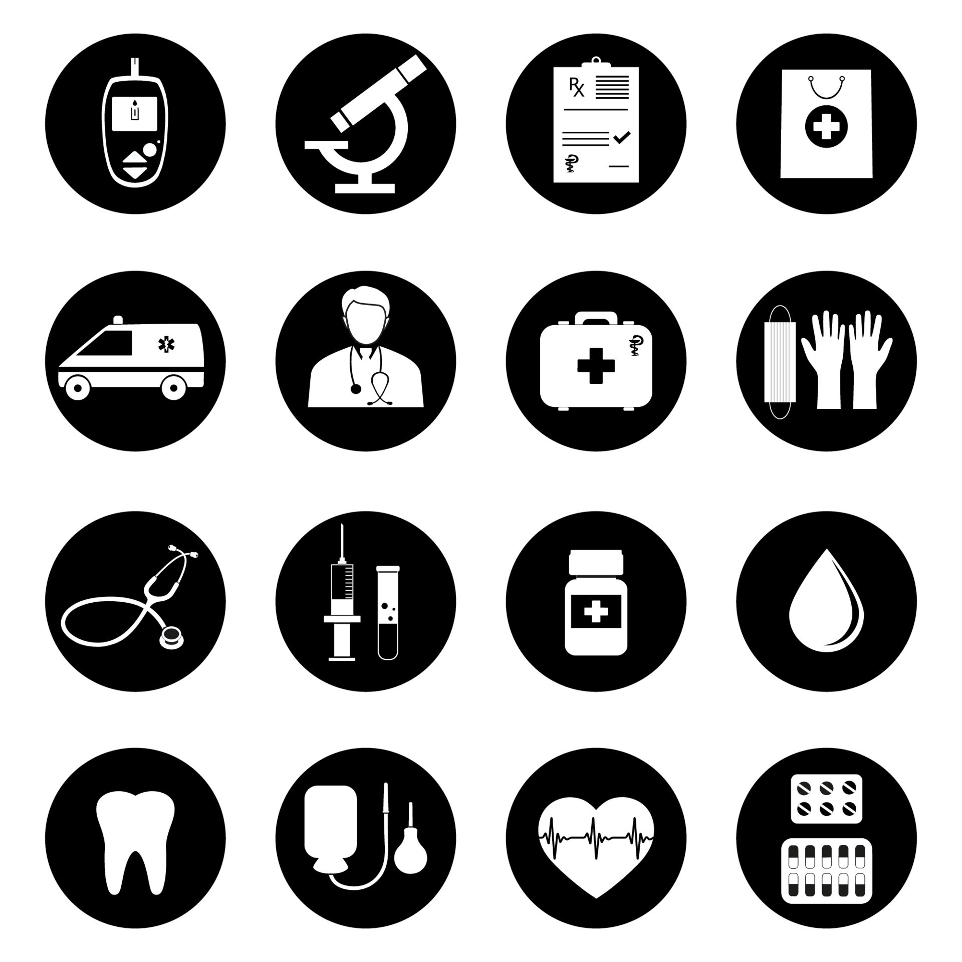 vector medical icons on black background 12743847 Vector Art at Vecteezy