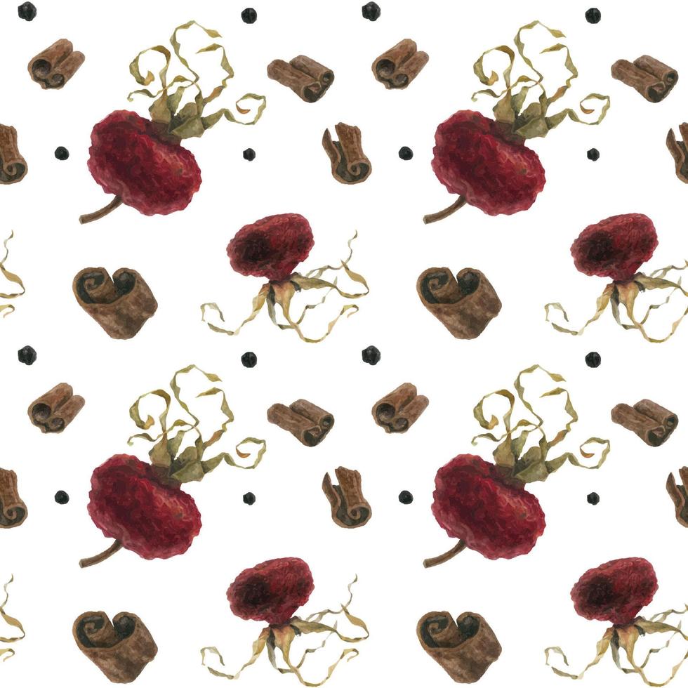 Christmas hot drink spices watercolor seamless pattern vector