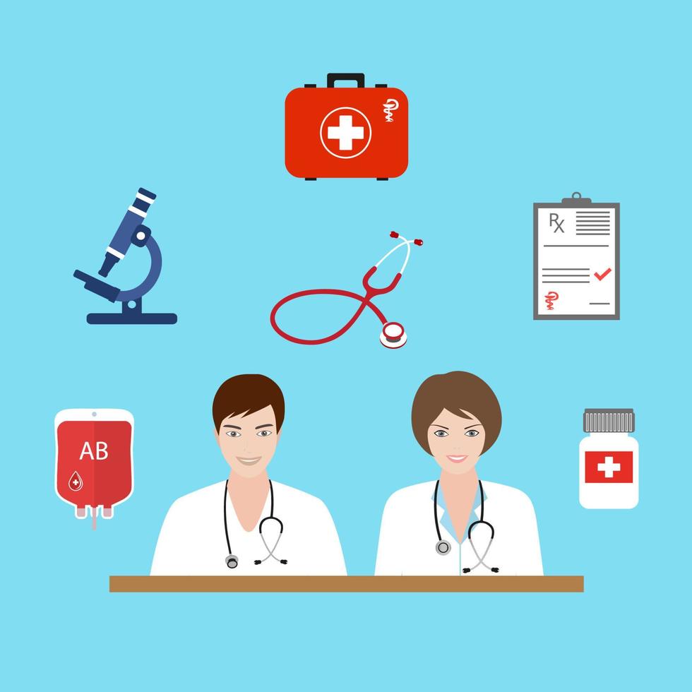 Doctors are a man and a woman. vector