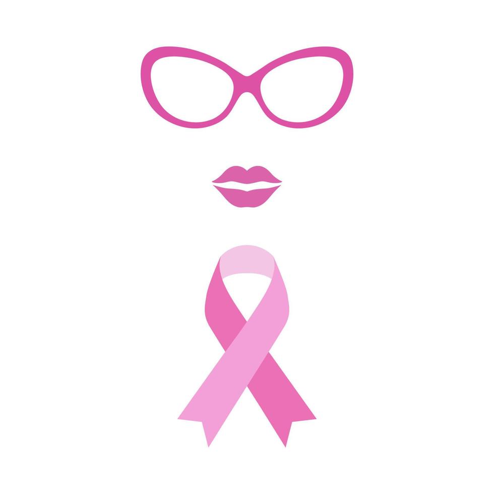 Pink ribbon breast cancer awareness symbol in women vector