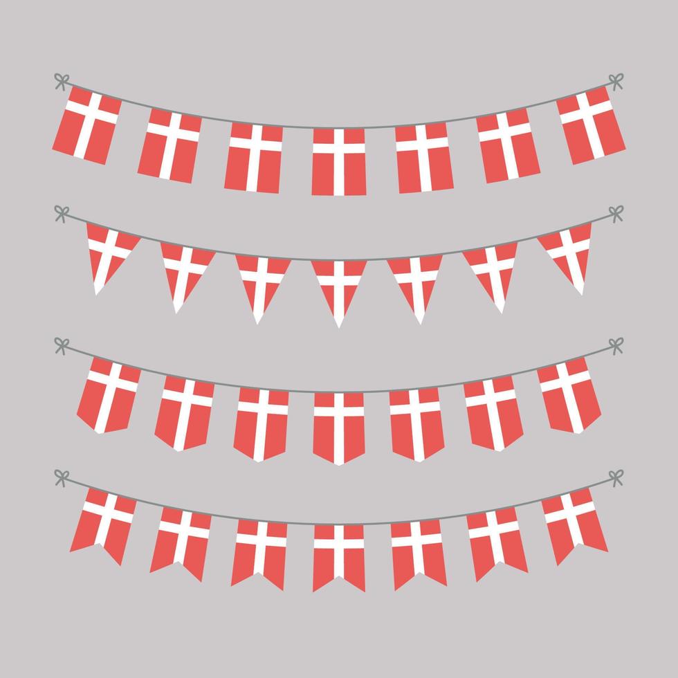 Danish Flags in Garlands vector
