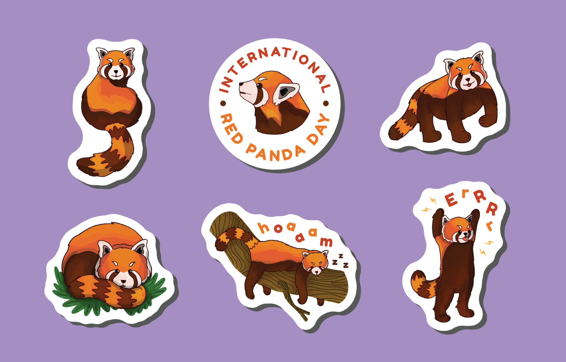 Hand-drawn Red Panda Day Stickers Set 12743913 Vector Art at Vecteezy