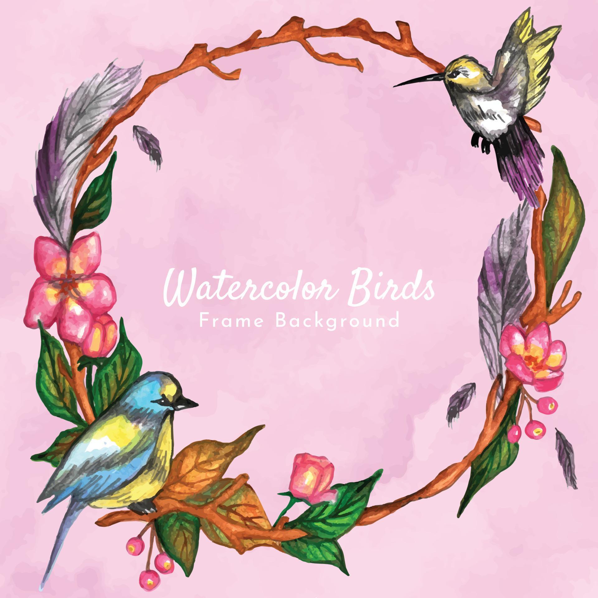 Colorful Handdrawn Watercolor Birds Frame Background 12743919 Vector