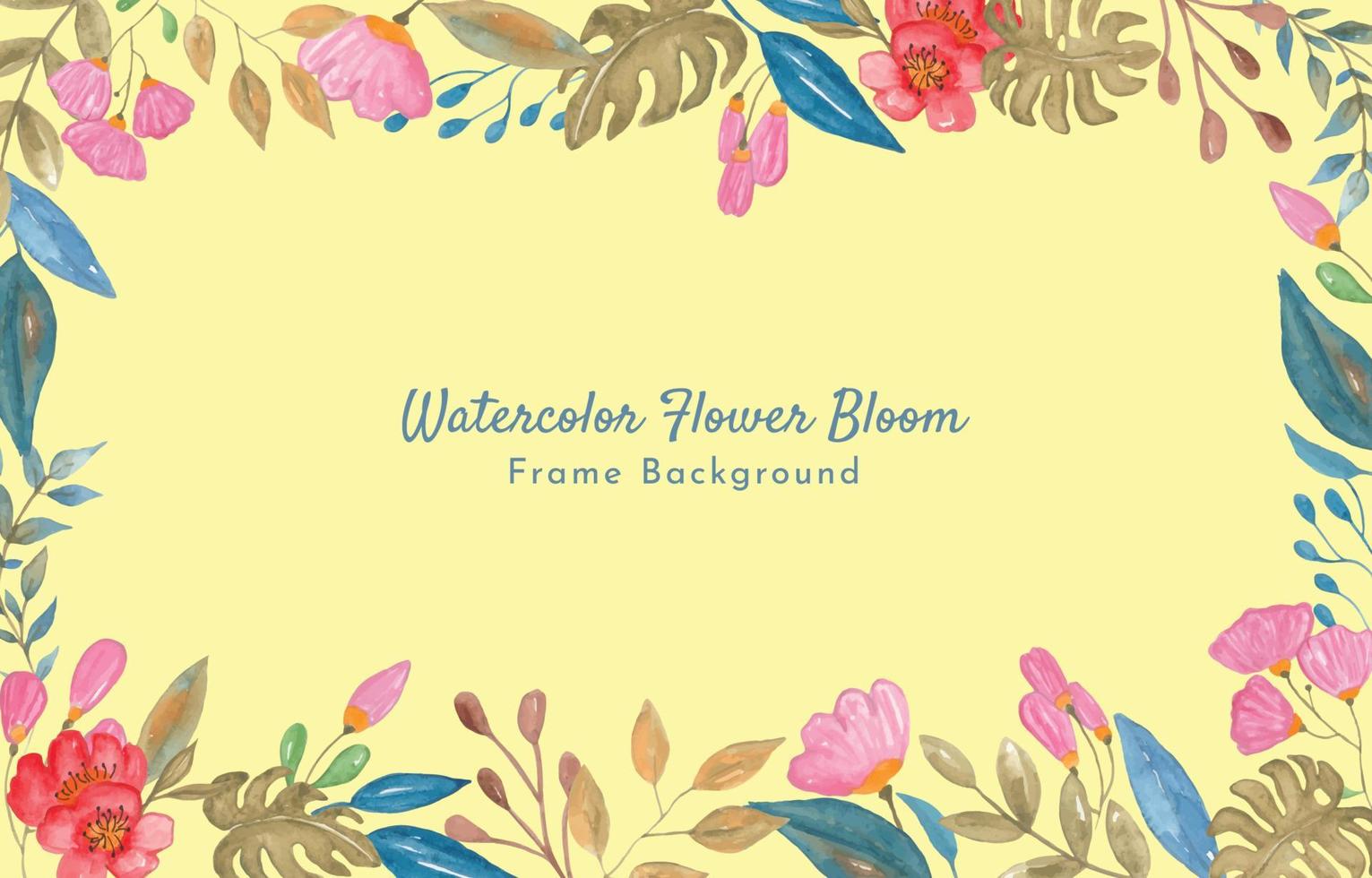 Hand-drawn Watercolor Mixed Flower Bloom Frame vector