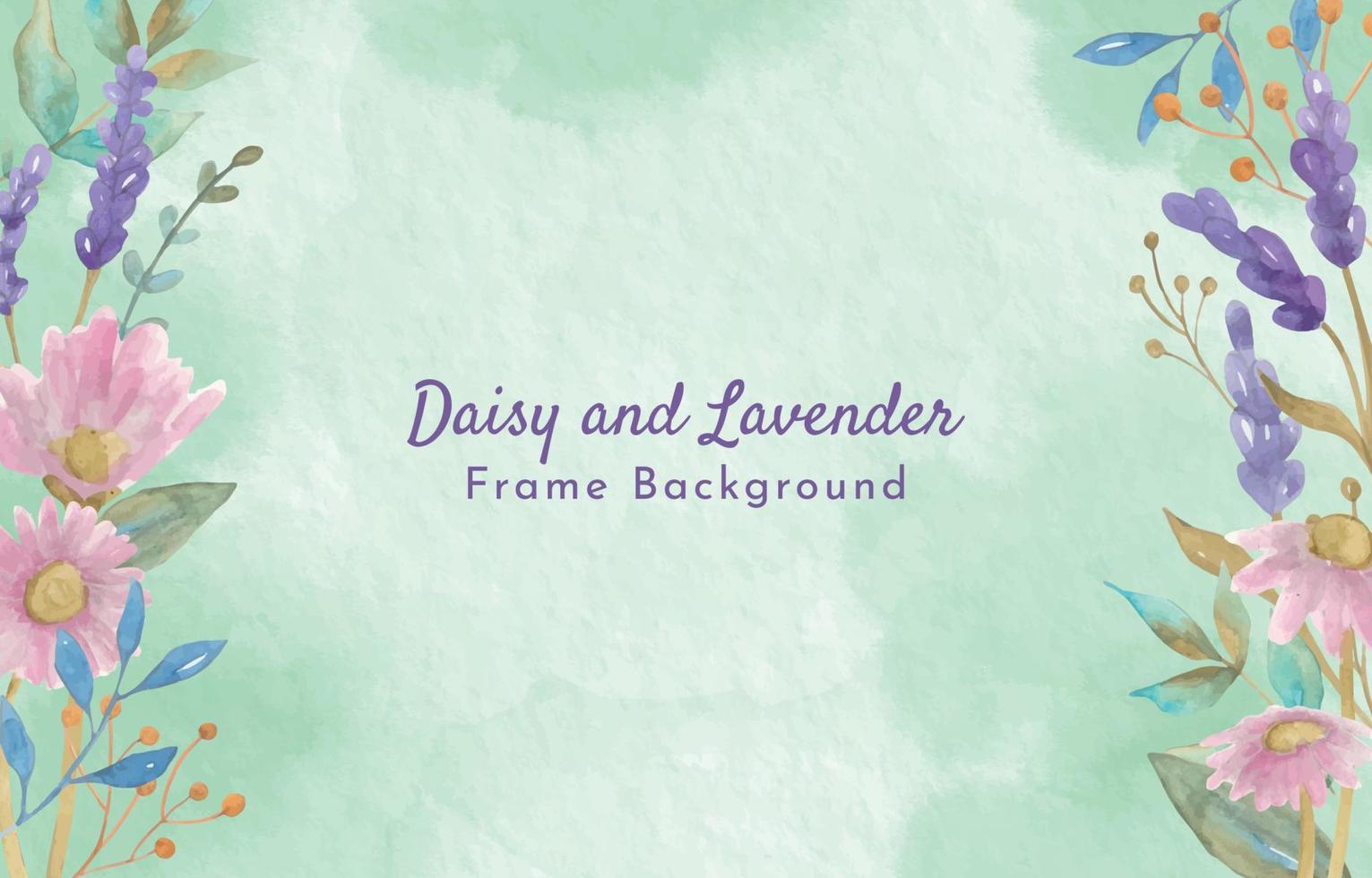 Daisy and Lavender Frame Background Watercolor vector