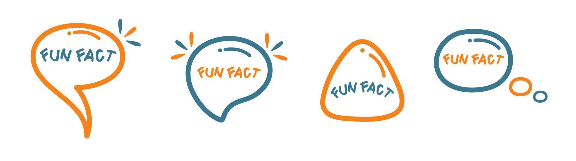 Fun facts icon with lines. Vector cartoon speech bubble with text in different shapes.