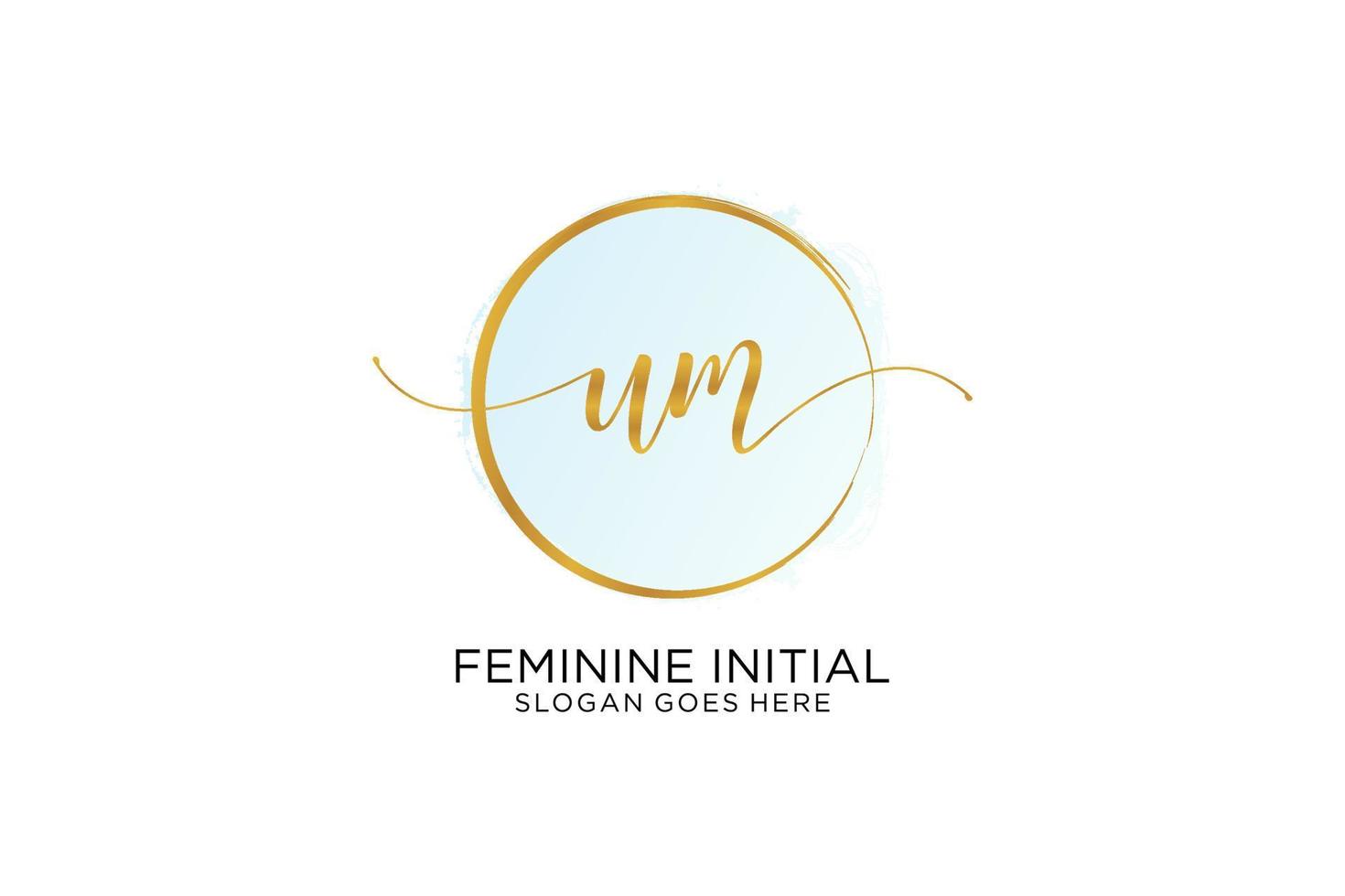 Initial UM handwriting logo with circle template vector signature, wedding, fashion, floral and botanical with creative template.
