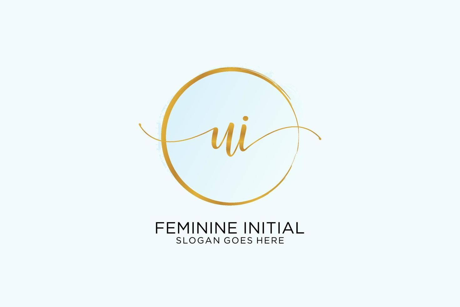 Initial UI handwriting logo with circle template vector signature, wedding, fashion, floral and botanical with creative template.