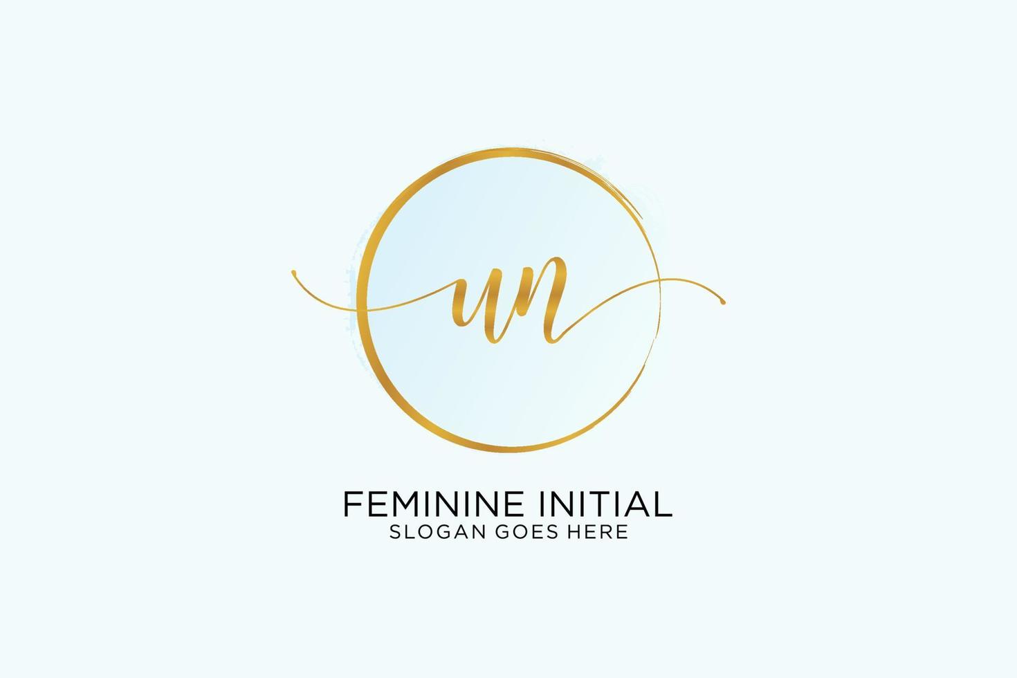 Initial UN handwriting logo with circle template vector signature, wedding, fashion, floral and botanical with creative template.