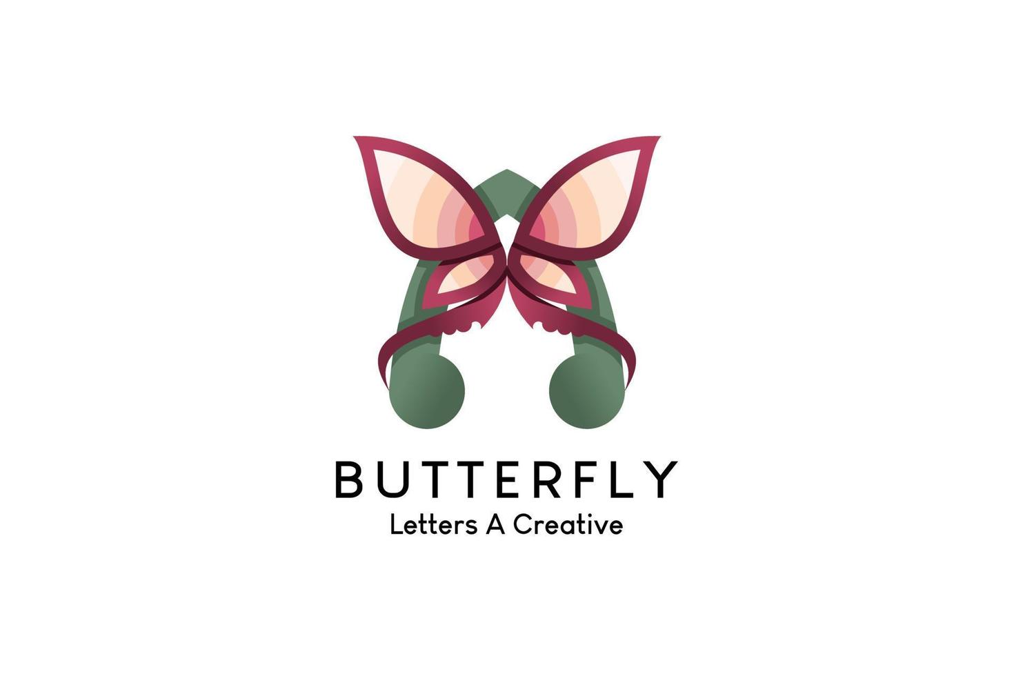 letra un diseño creativo del logotipo del símbolo del icono de la mariposa vector
