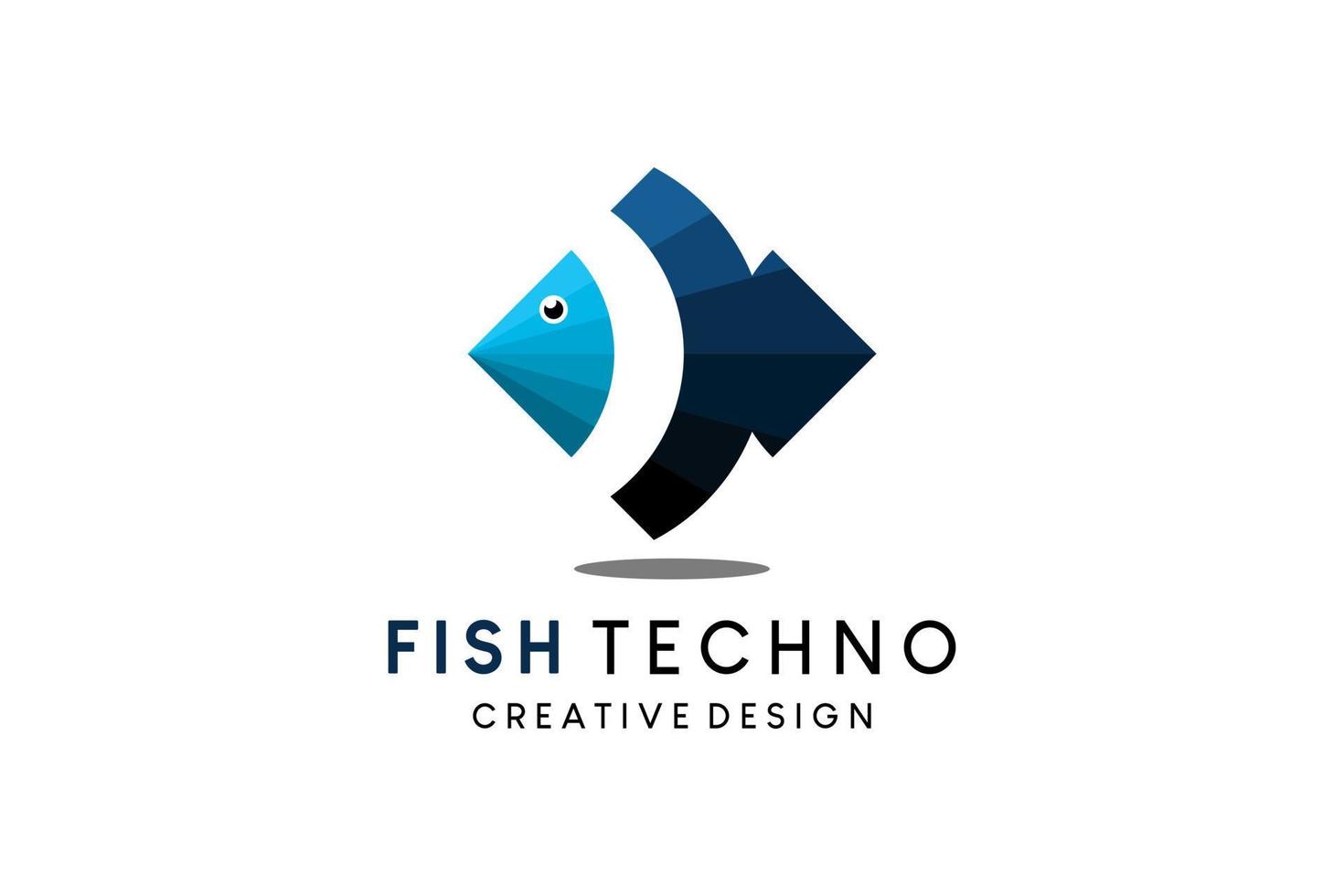 Modern and creative technology fish logo design template vector