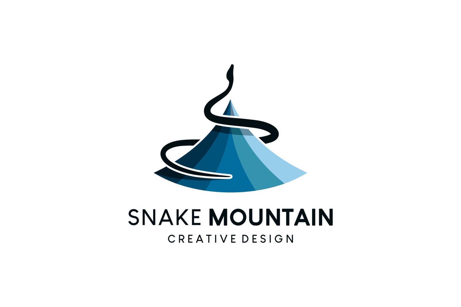 diseño de logotipo de ilustración de montaña con combinación de serpiente enrollada vector