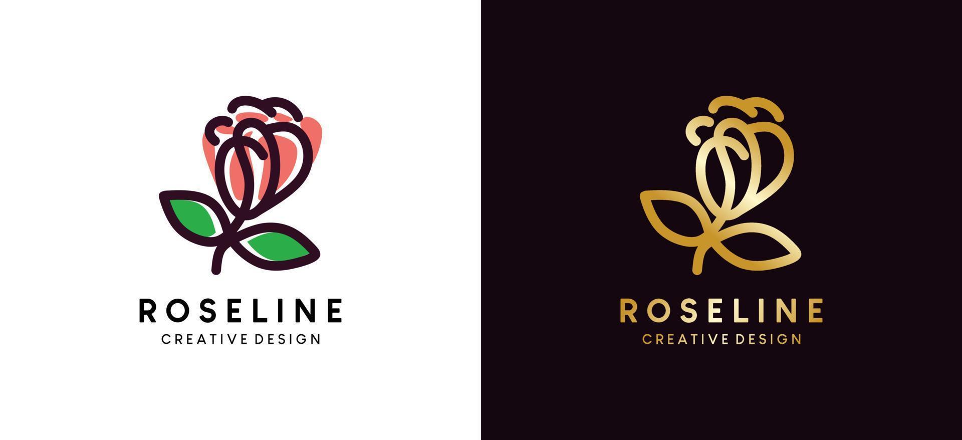 plantilla de diseño de logotipo floral abstracto dibujado a mano con diseño de estilo de arte de línea vector