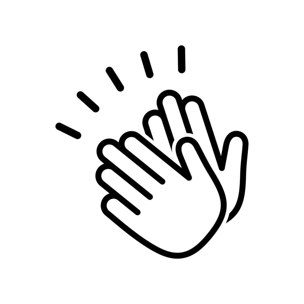 clapping hand outline icon vector