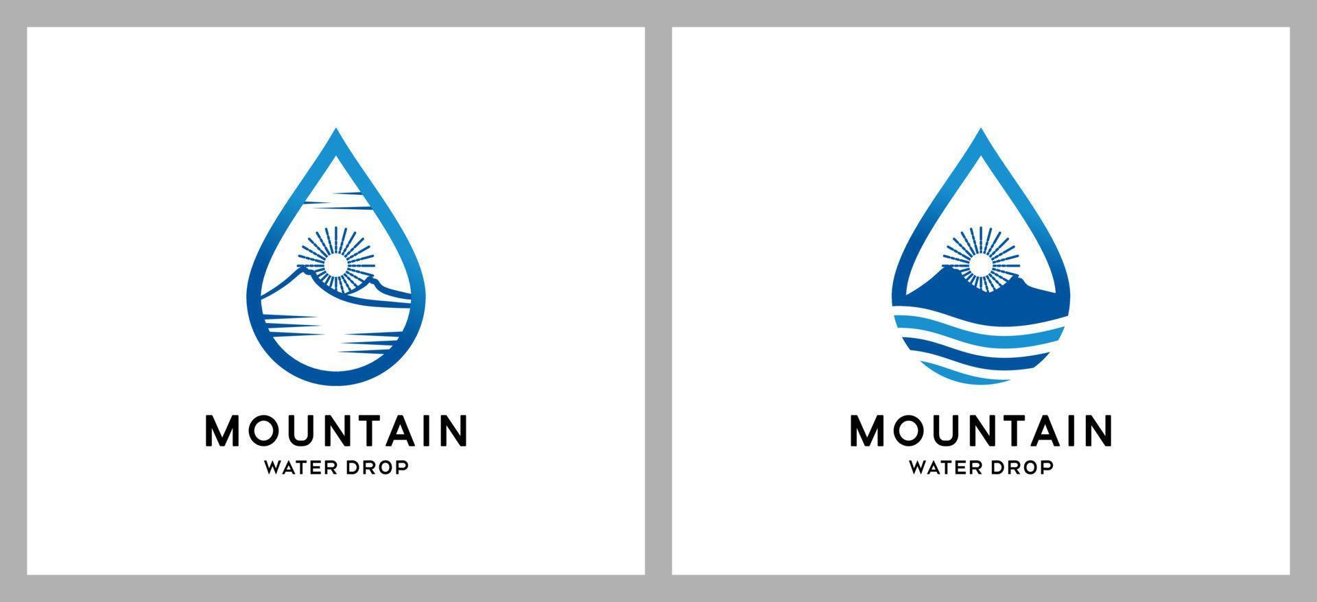 Mountain logo design with creative water drops concept vector
