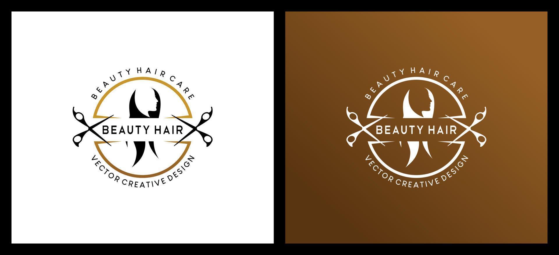 Simple vintage style minimalist hair salon logo design vector