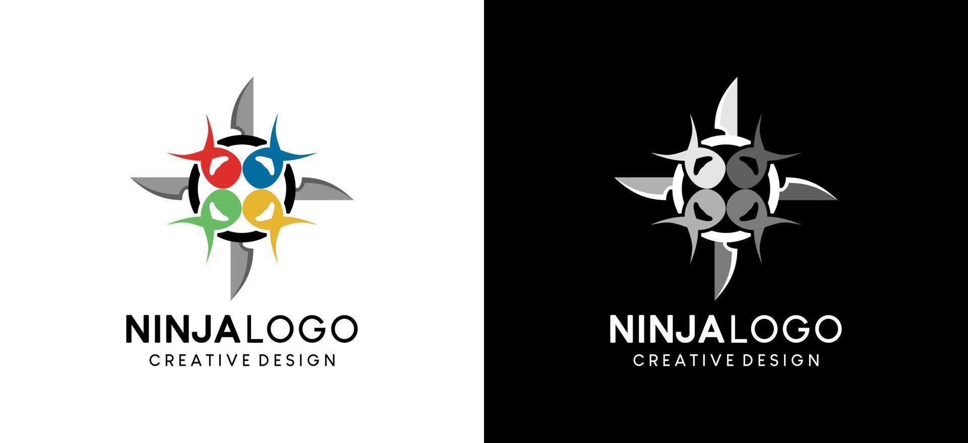 diseño de logotipo de icono de grupo ninja vectorial simple vector