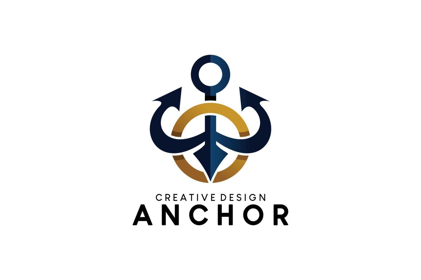 Anchor emblem logo design template, vector illustration