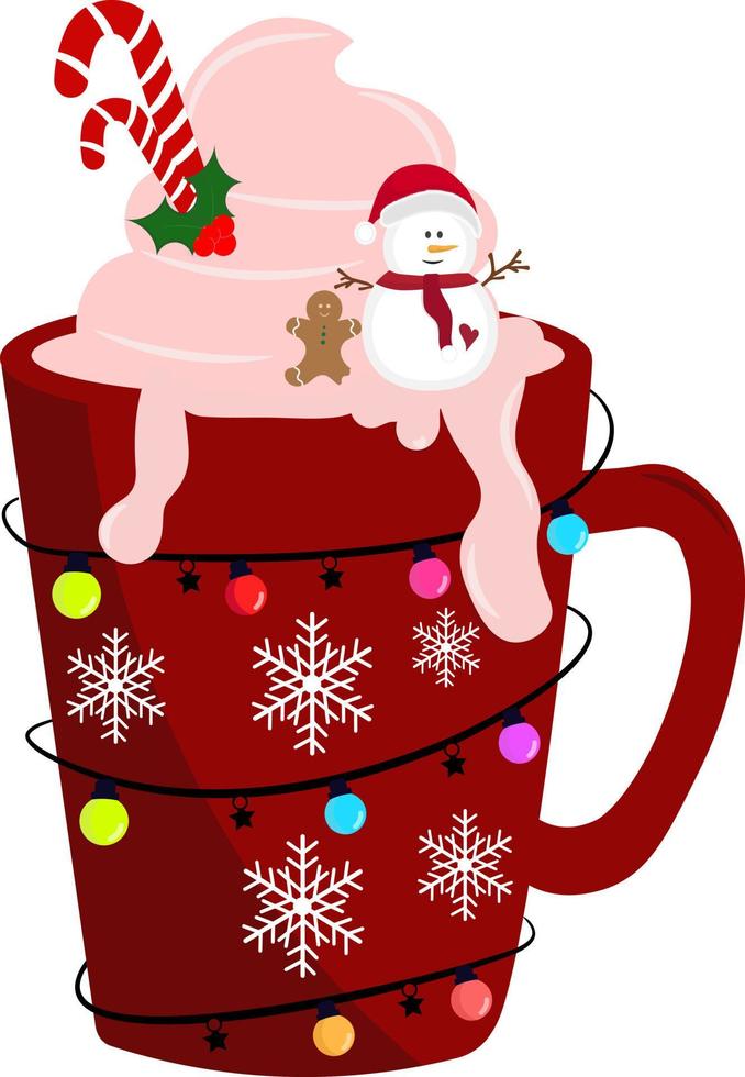 vector de taza de café caliente de vacaciones de taza de navidad