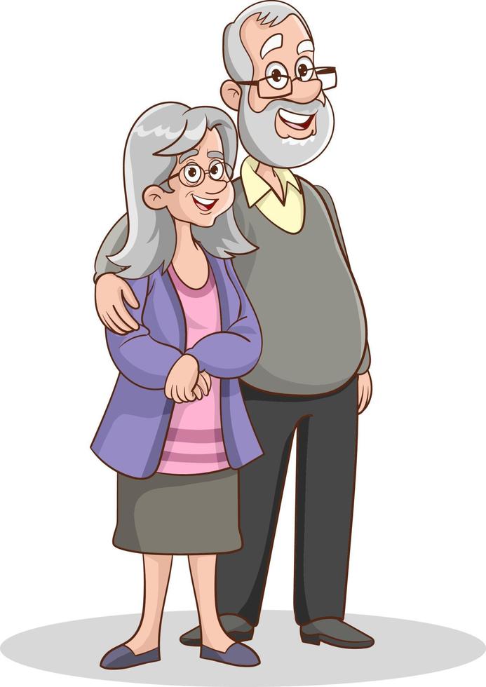 pareja de ancianos cogidos de la mano. abuelos juntos. abuelo. una pareja vieja. un hombre y una anciana. ilustración vectorial vector