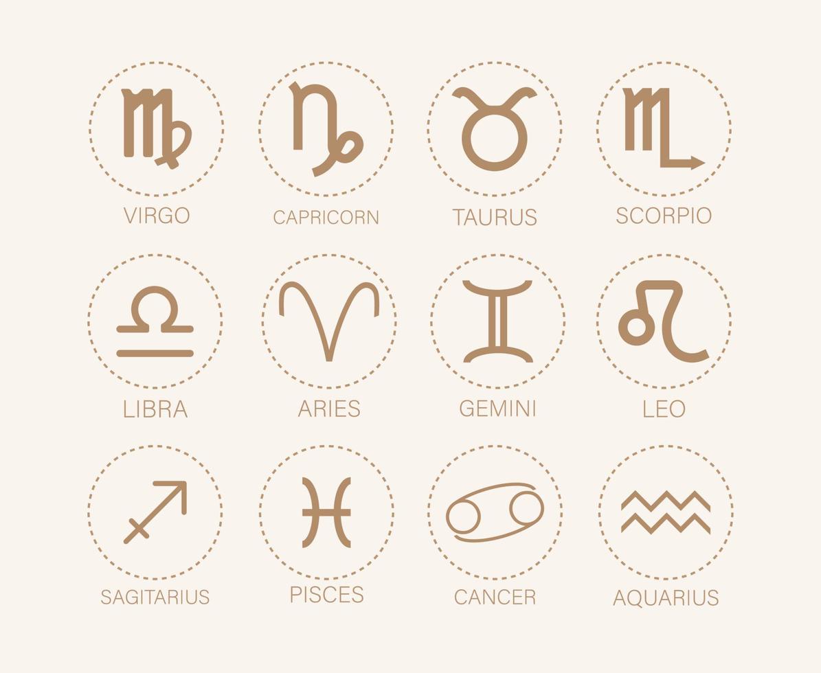 conjunto de iconos de símbolo zodiac vector vintage
