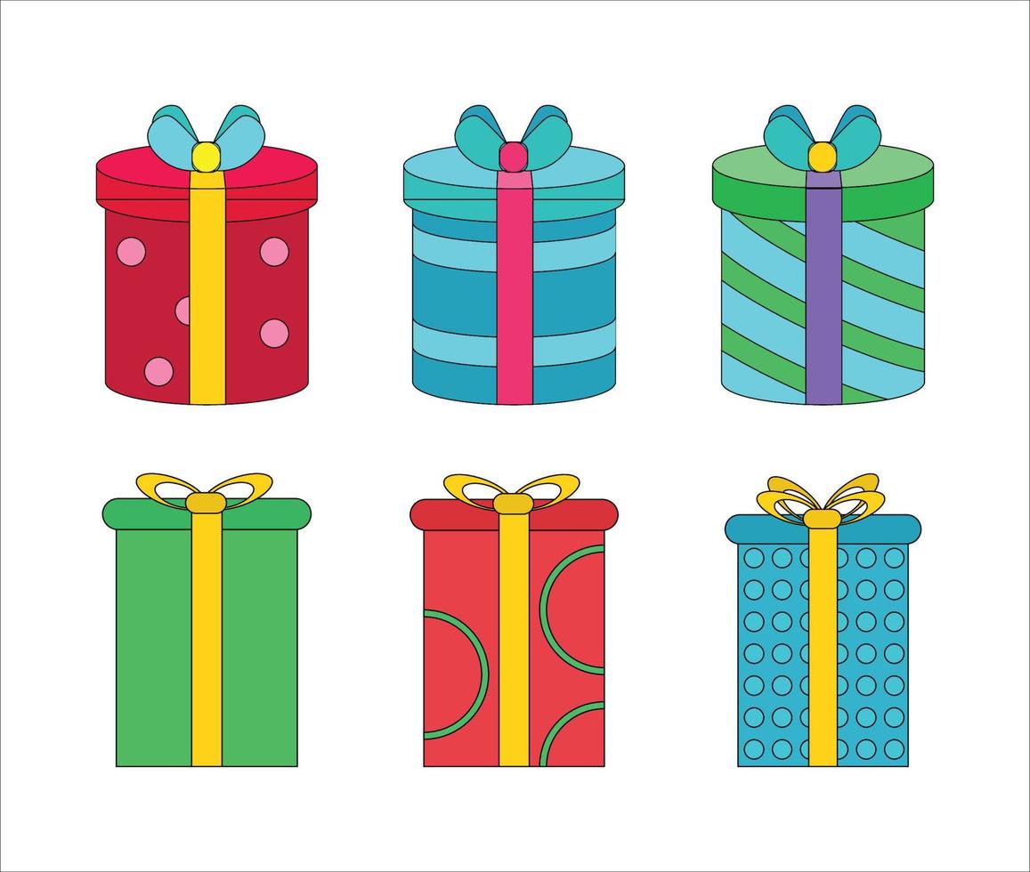 Set of Gift Box Colorful Vector