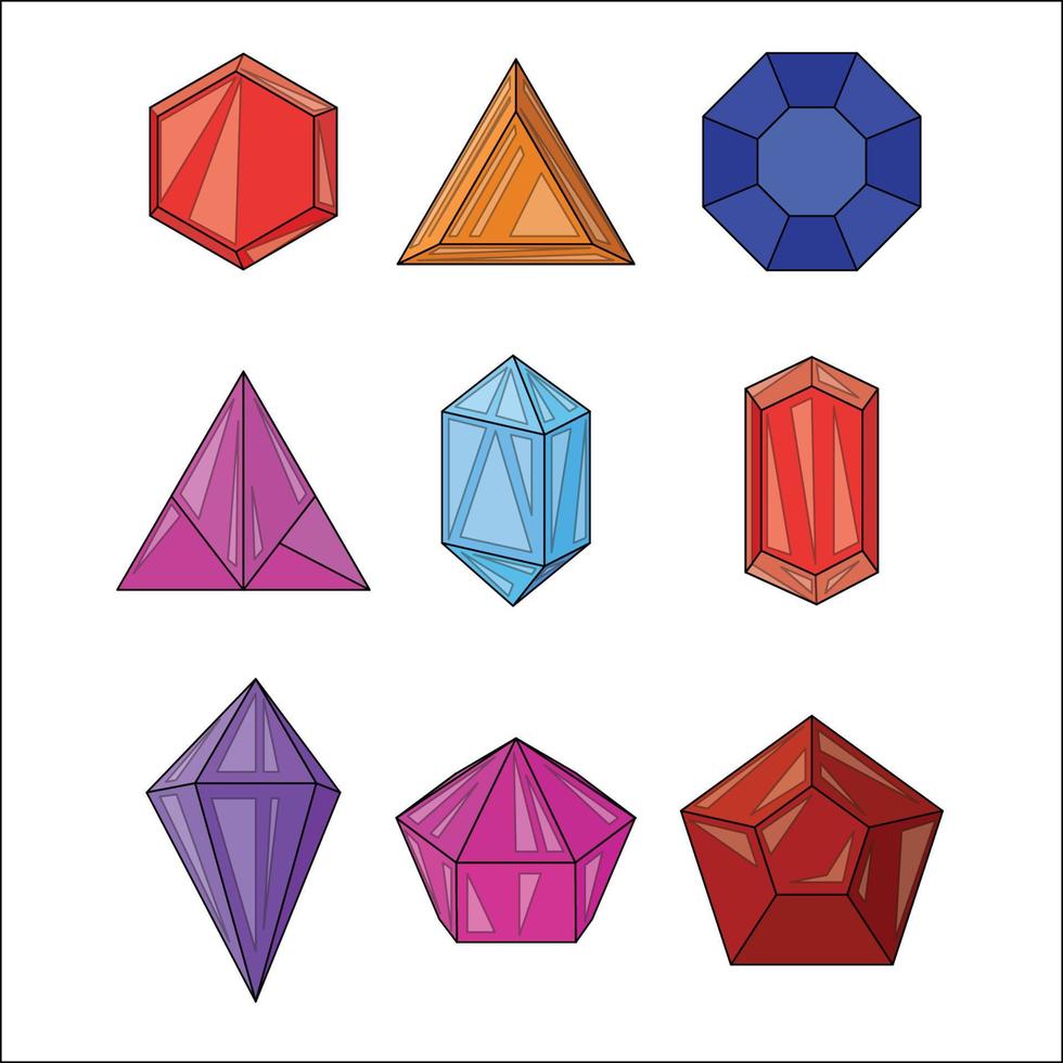 Set of Jewelry Gems Colored Vector