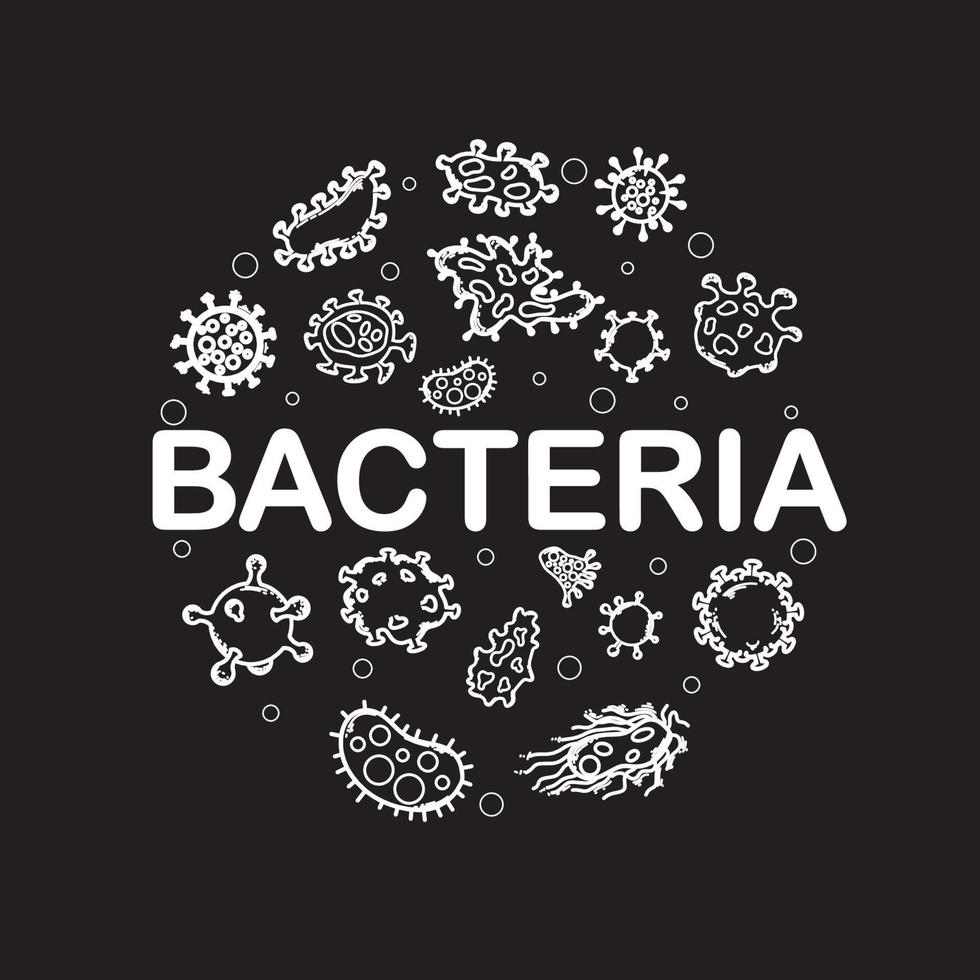Virus Bacteria Round Vector Concept Illustrations Black and White
