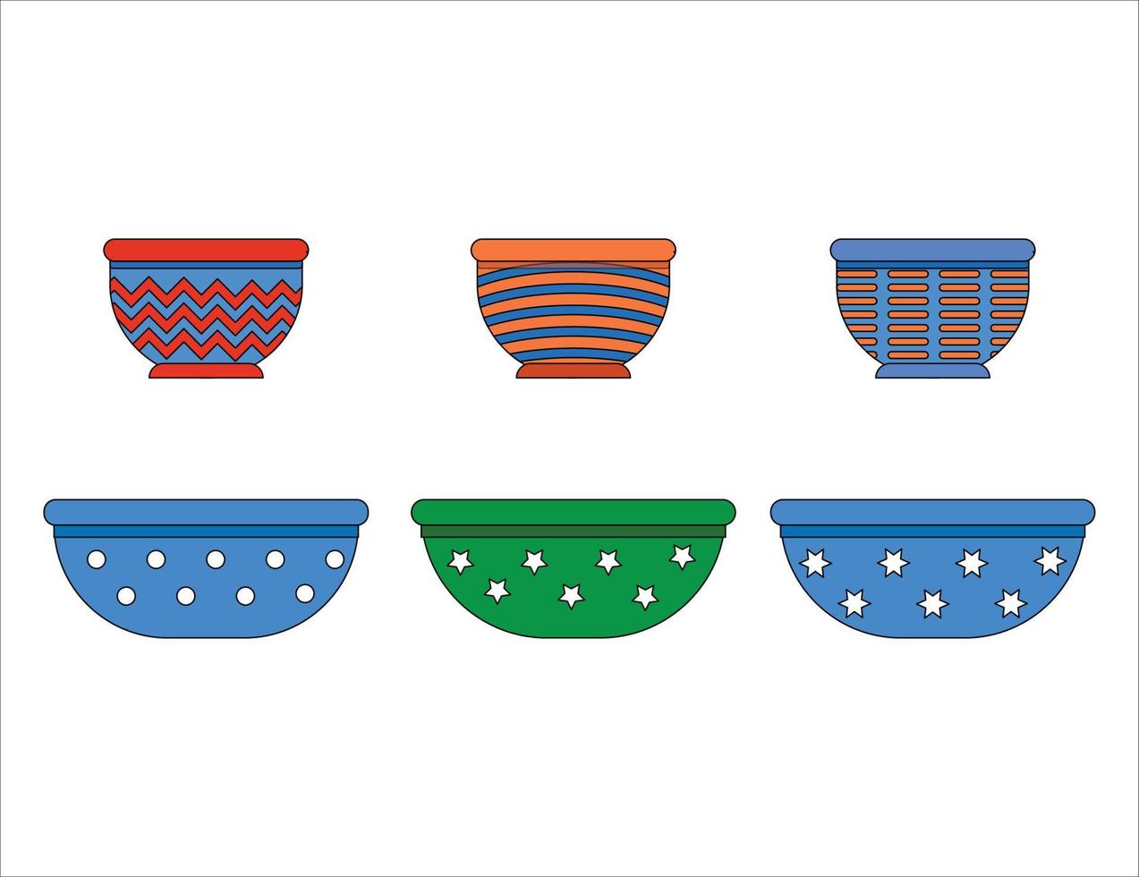 Set of Bowl Design Modern Colorful Vector