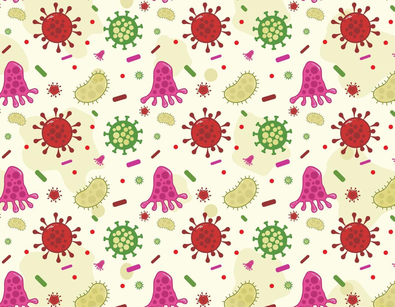 Seamless Pattern of Bacteria Colored Vector