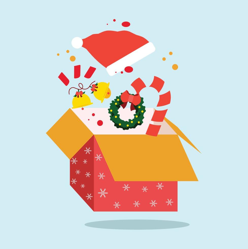 Open Gift Box Happy Christmas Vector