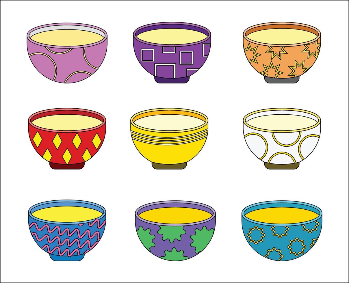 Collection of Soup on Bowl Design Modern Vector