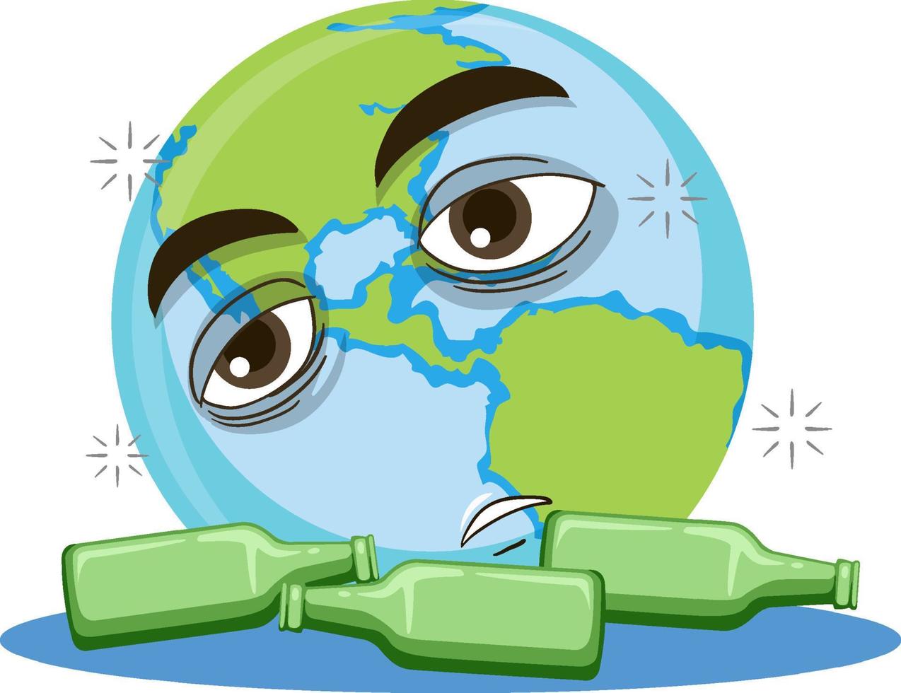 Earth globe drunk with alcohol bottles vector