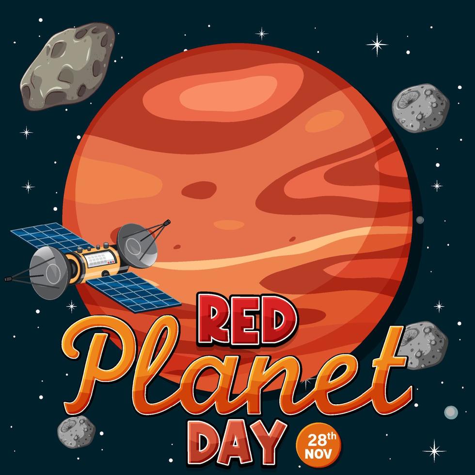 Red planet day poster template vector