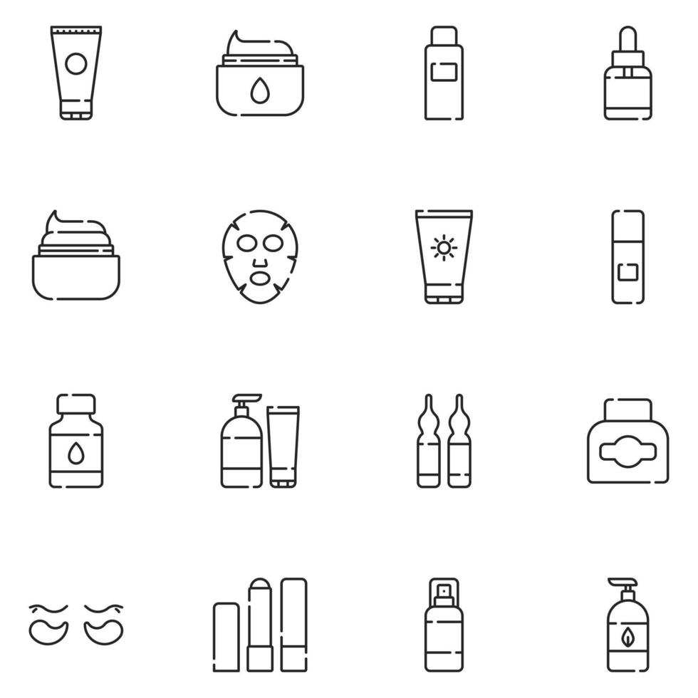 Skincare Line Icon Set Vector