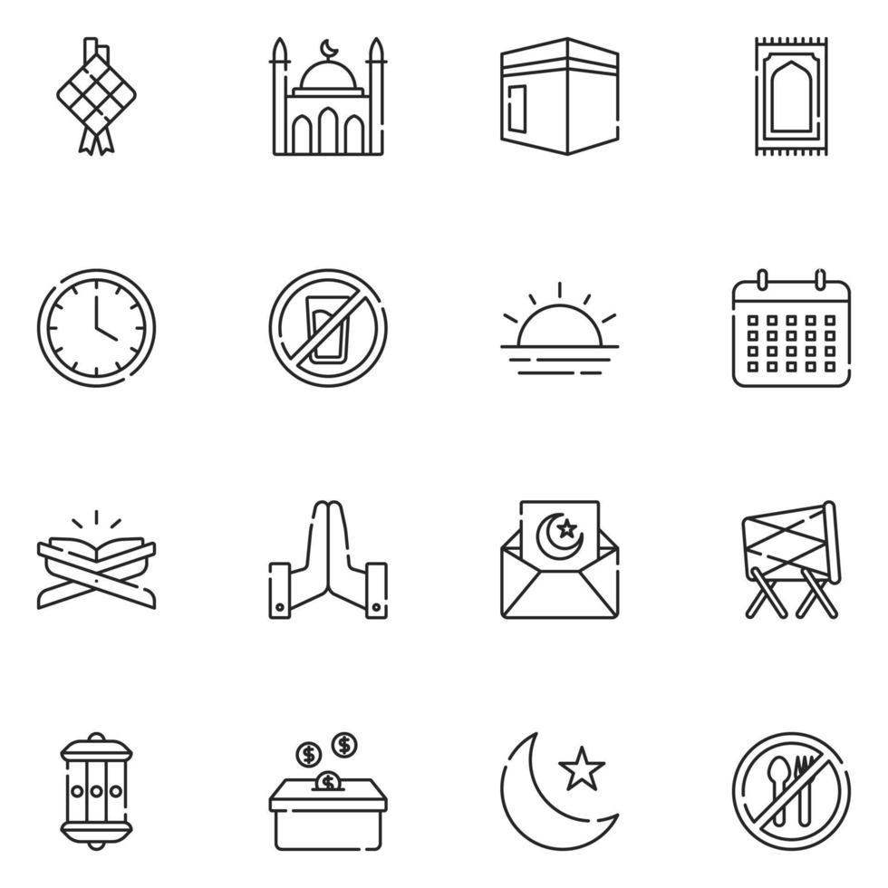 conjunto de iconos de línea ramadhan vector