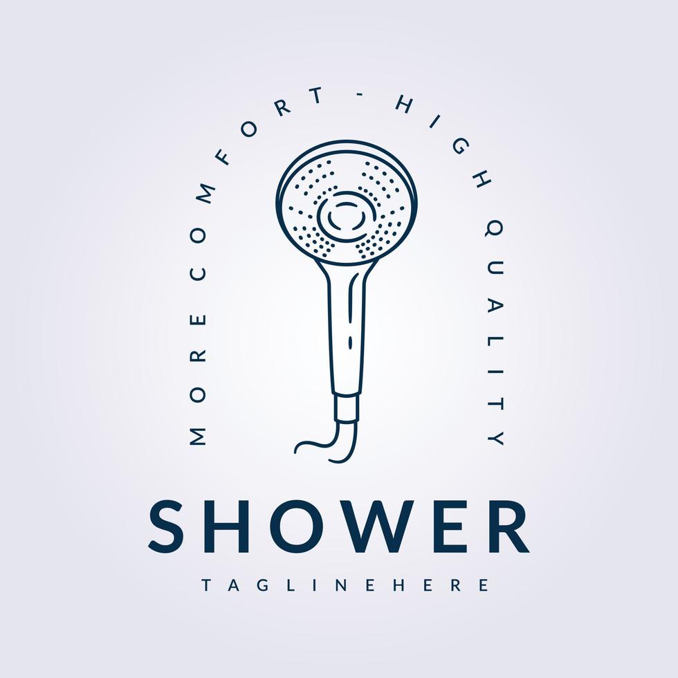 diseño de ilustración de vector de logotipo de línea mínima de baño de ducha