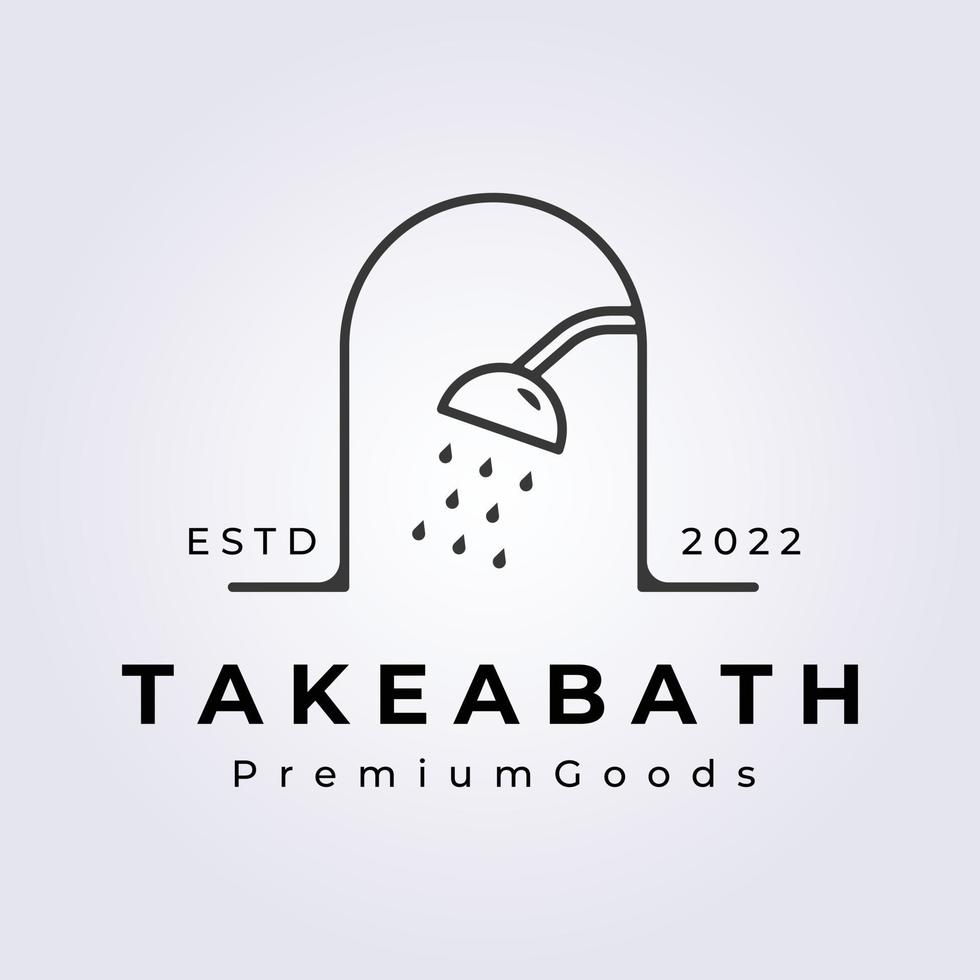take a bath, shower bathroom house line logo vector illustration design