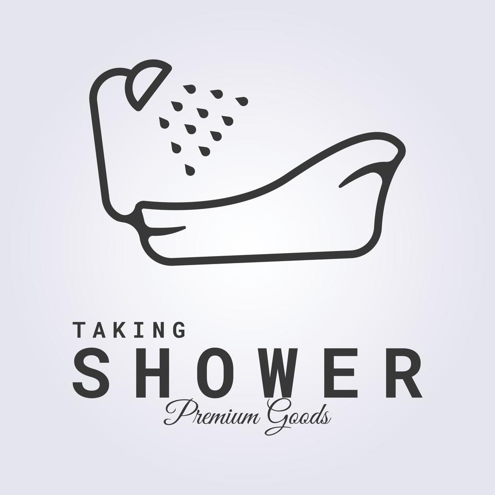 bathroom shower bathtub line logo vector illustration design