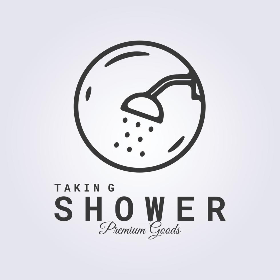 simple minimalist line shower logo badge bathroom vector illustration design