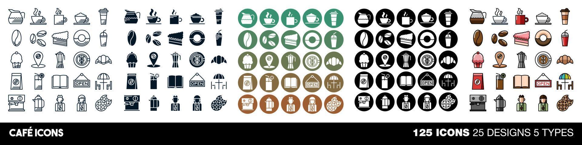 Cafe icons vector set collection graphic design