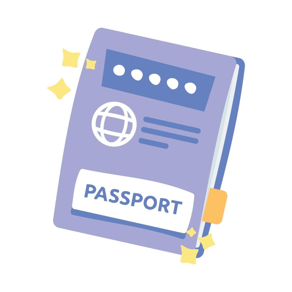 Ilustración de vector de pasaporte aislado sobre fondo blanco