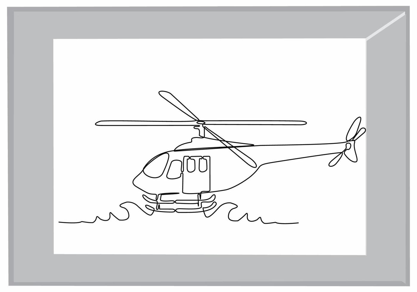 helicopter continuous line art vector