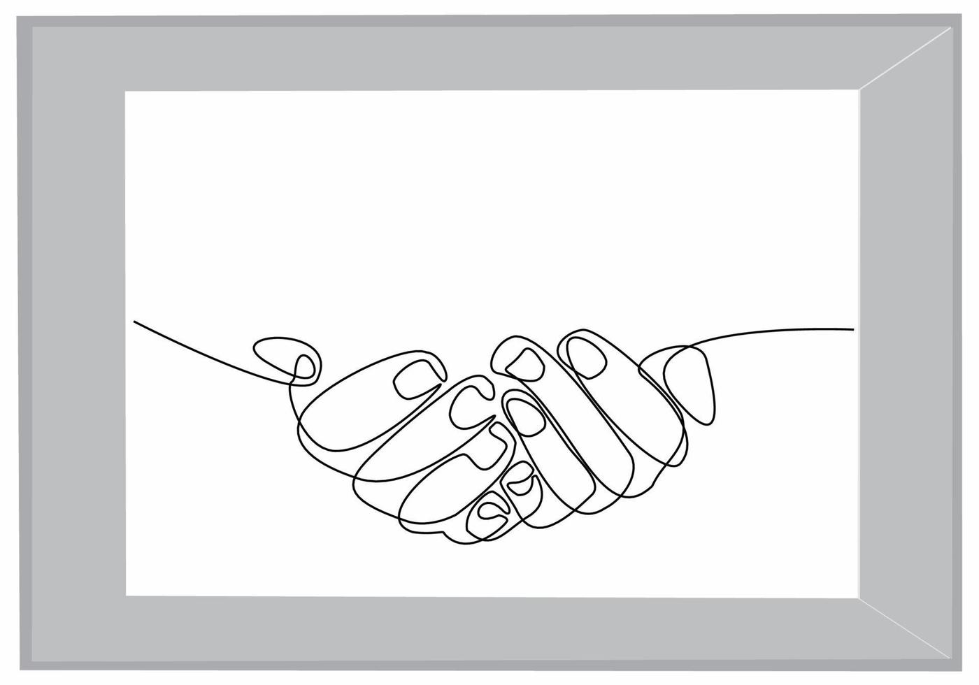 continuous line praying hands vector