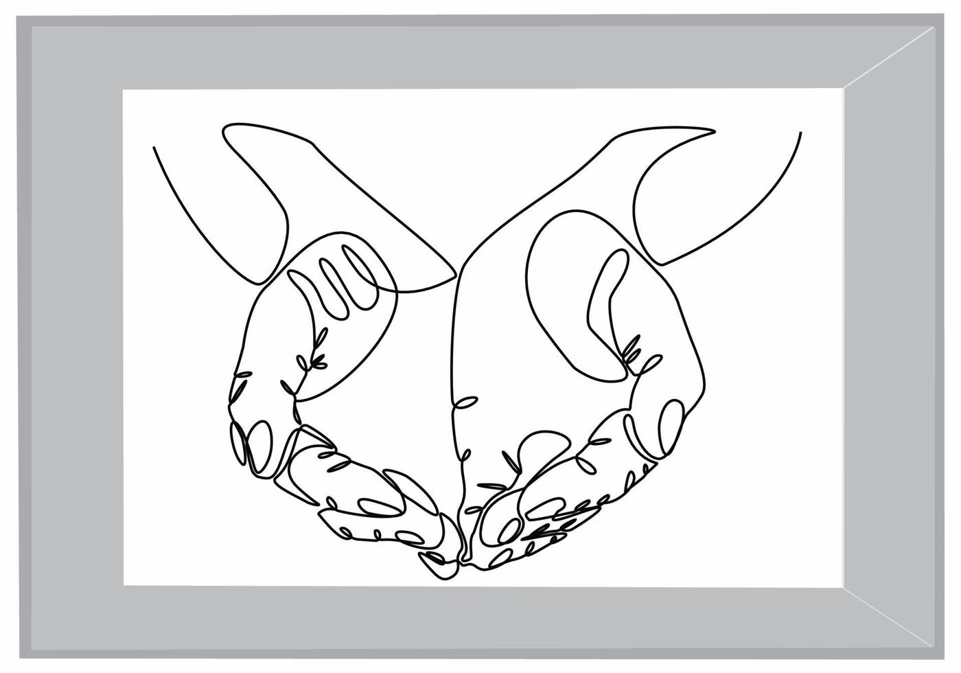 continuous line praying hands vector